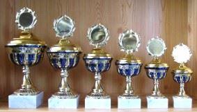 10er Serie Pokale gold-blau 20 bis 31cm #1858