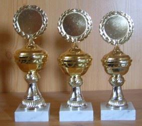 3 Pokale 21,5 bis 23,5cm Deckel fest #1663
