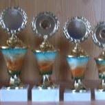 6er Serie Pokale Kunststoff bunt 19 bis 24cm # A3