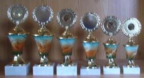 6er Serie Pokale Kunststoff bunt 19 bis 24cm # A3