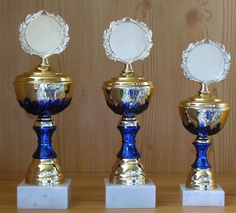 Pokale 35 bis 27 cm  gold-blau #1165 S