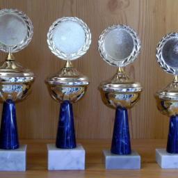 4er Serie Pokale gold-blau 21 bis 24cm #1236