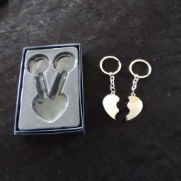 Schlüssel Anhänger Chrom Herz geteilt